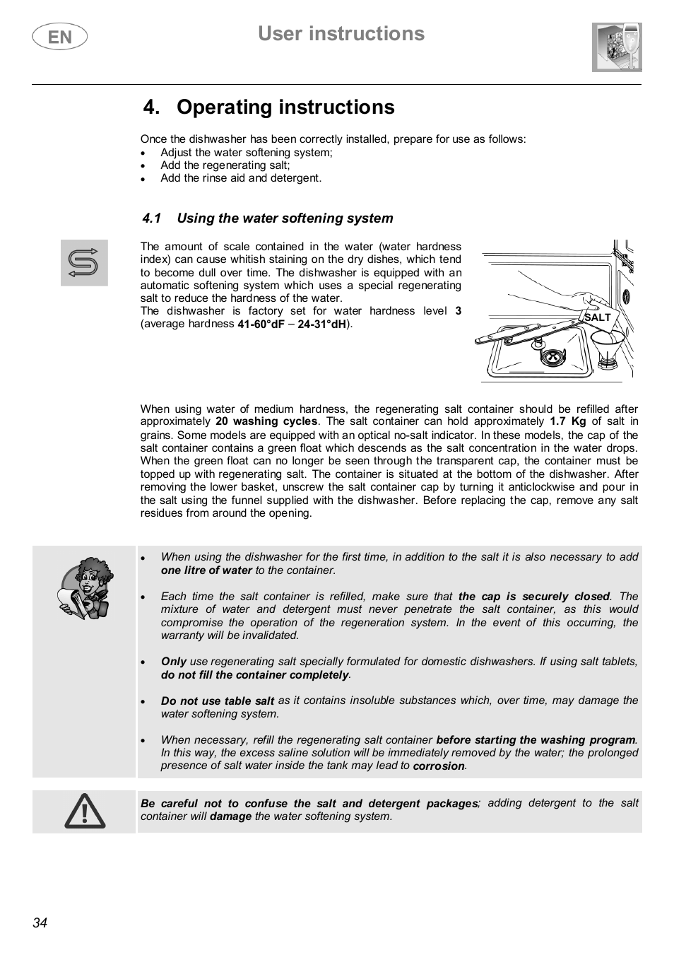 User instructions, Operating instructions | Smeg ST143 User Manual | Page 11 / 24