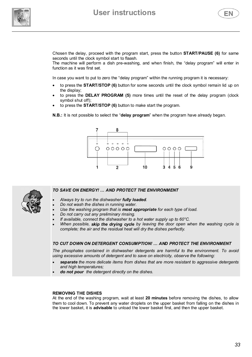 User instructions | Smeg DWF614WH User Manual | Page 11 / 26