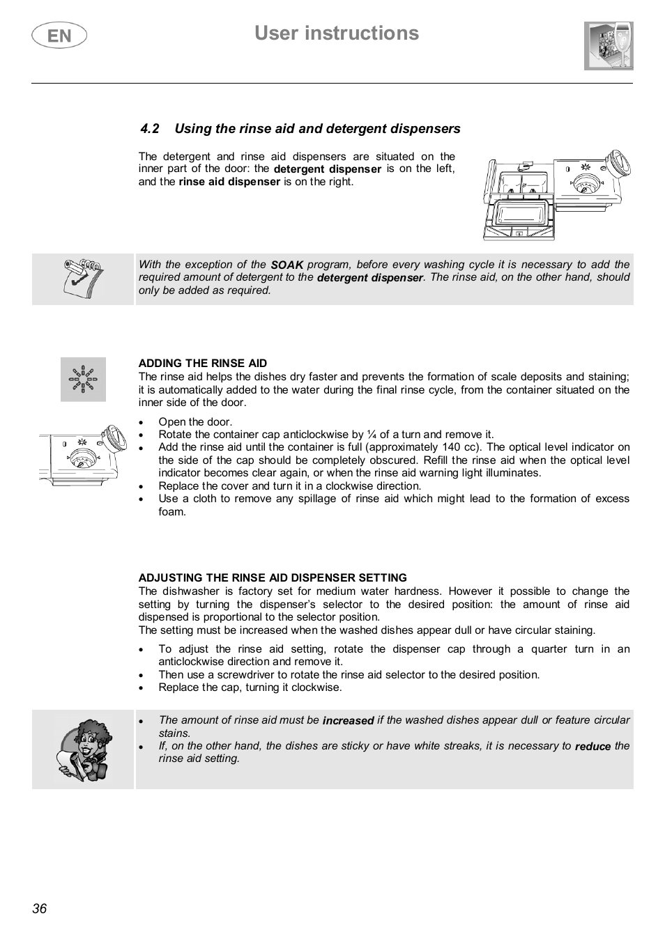 User instructions | Smeg DWF614WH User Manual | Page 14 / 26