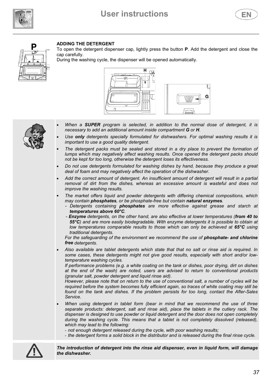 User instructions | Smeg DWF614WH User Manual | Page 15 / 26