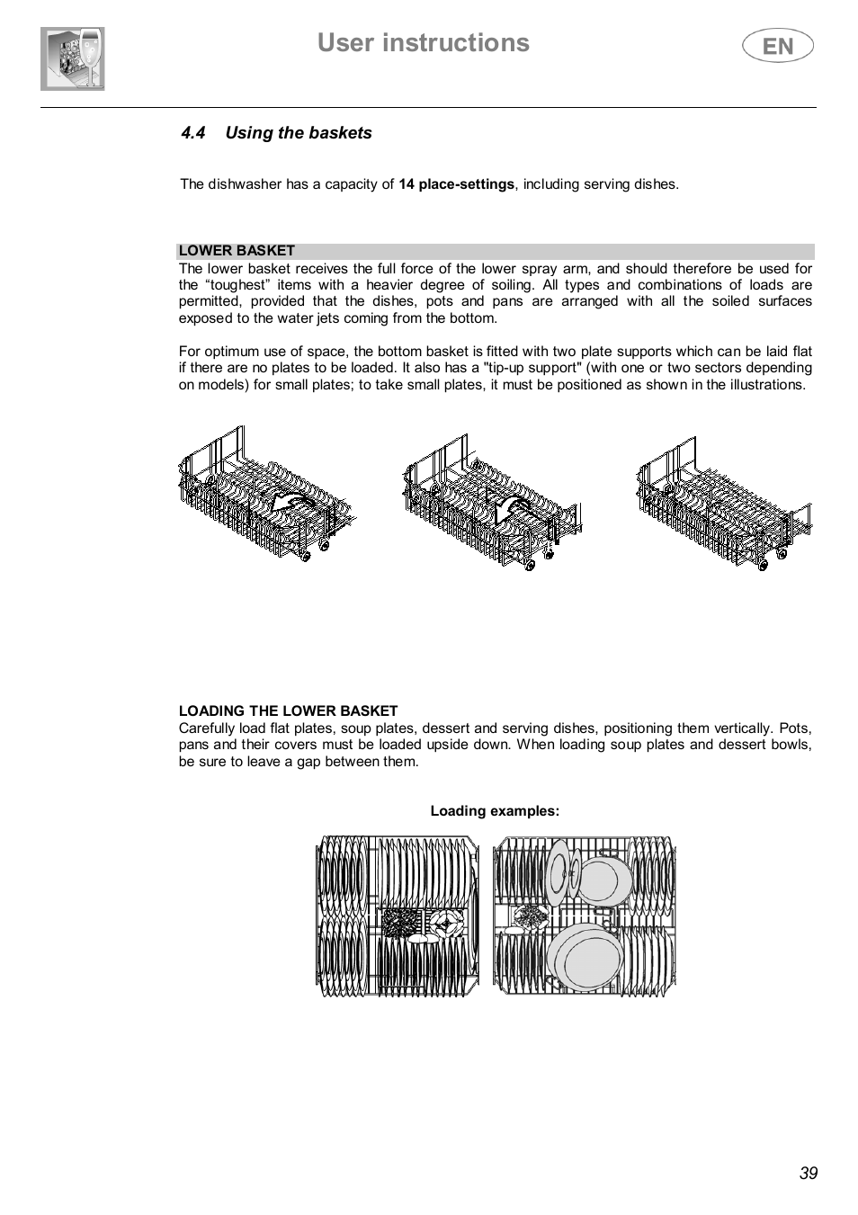 User instructions | Smeg DWF614WH User Manual | Page 17 / 26