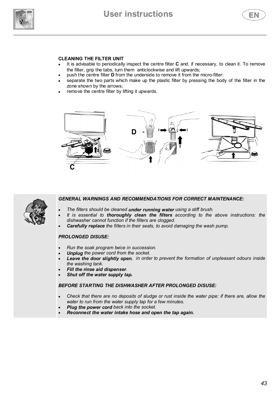 User instructions | Smeg DWF614WH User Manual | Page 21 / 26