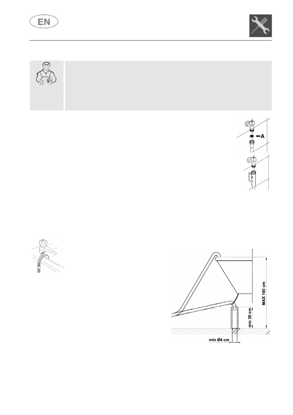 1 water supply connection, Installation instructions, Connecting to the water supply | Smeg LS19-7 User Manual | Page 7 / 38