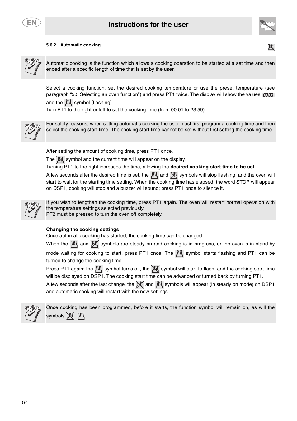 Instructions for the user | Smeg SC712U User Manual | Page 14 / 28