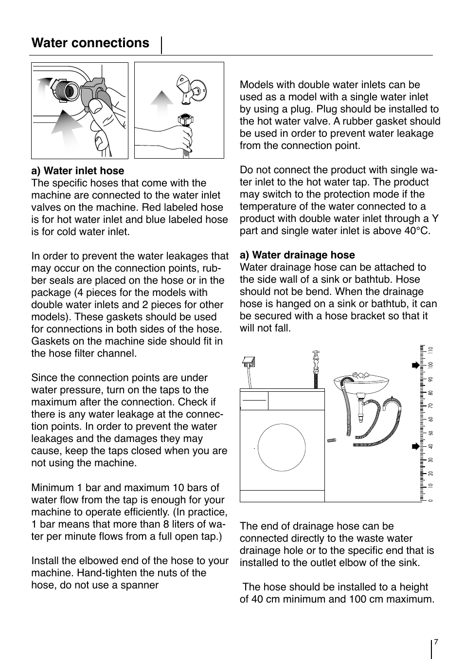 Water connections | Smeg LBS 845 User Manual | Page 7 / 14