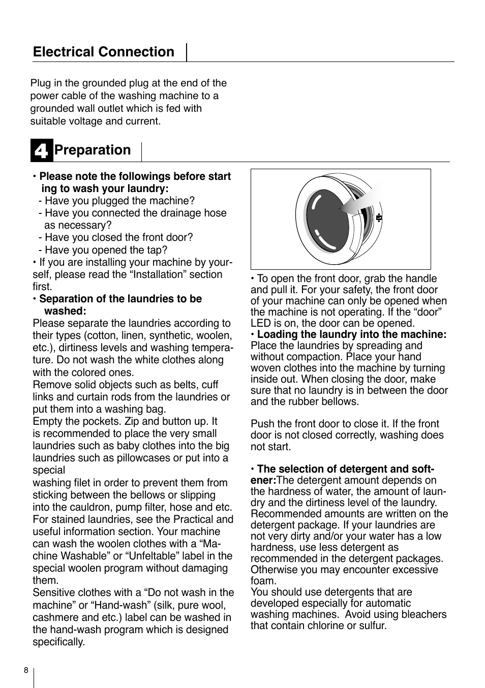 Electrical connection, Preparation | Smeg LBS 845 User Manual | Page 8 / 14