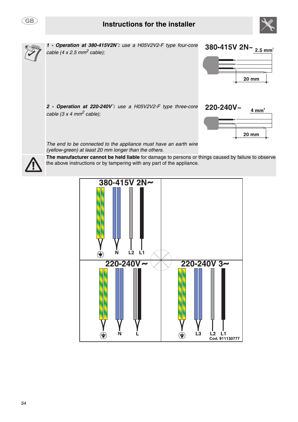 Instructions for the installer | Smeg SE2642ID3 User Manual | Page 26 / 26