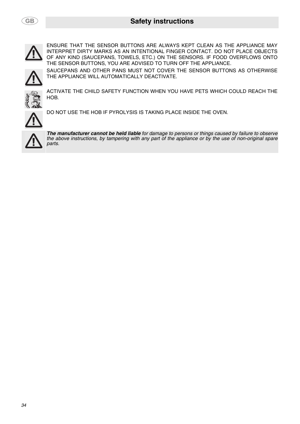 Safety instructions | Smeg SE2642ID3 User Manual | Page 6 / 26