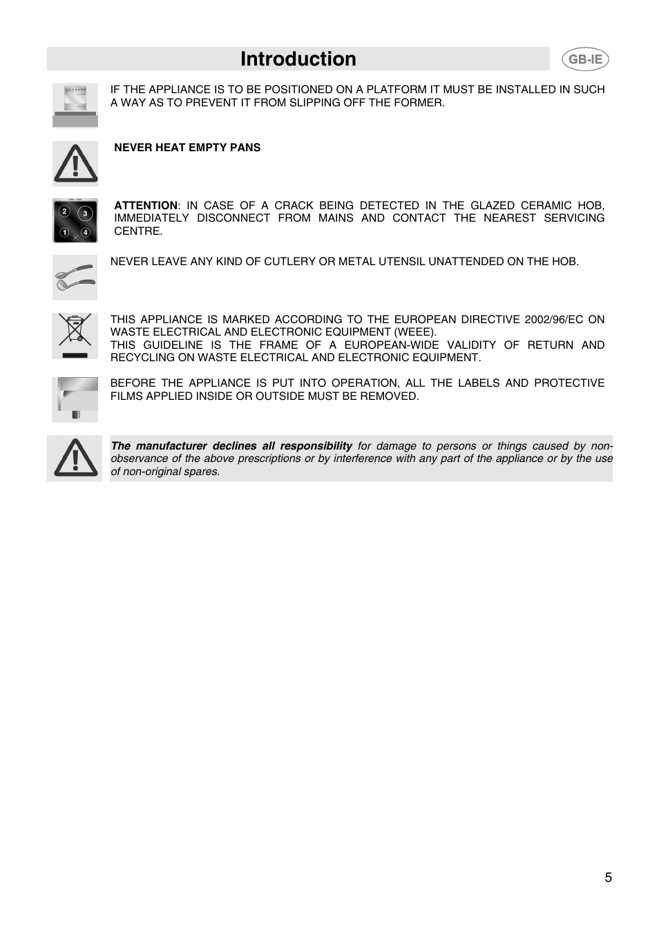 Introduction | Smeg CIX64MS-5 User Manual | Page 3 / 18
