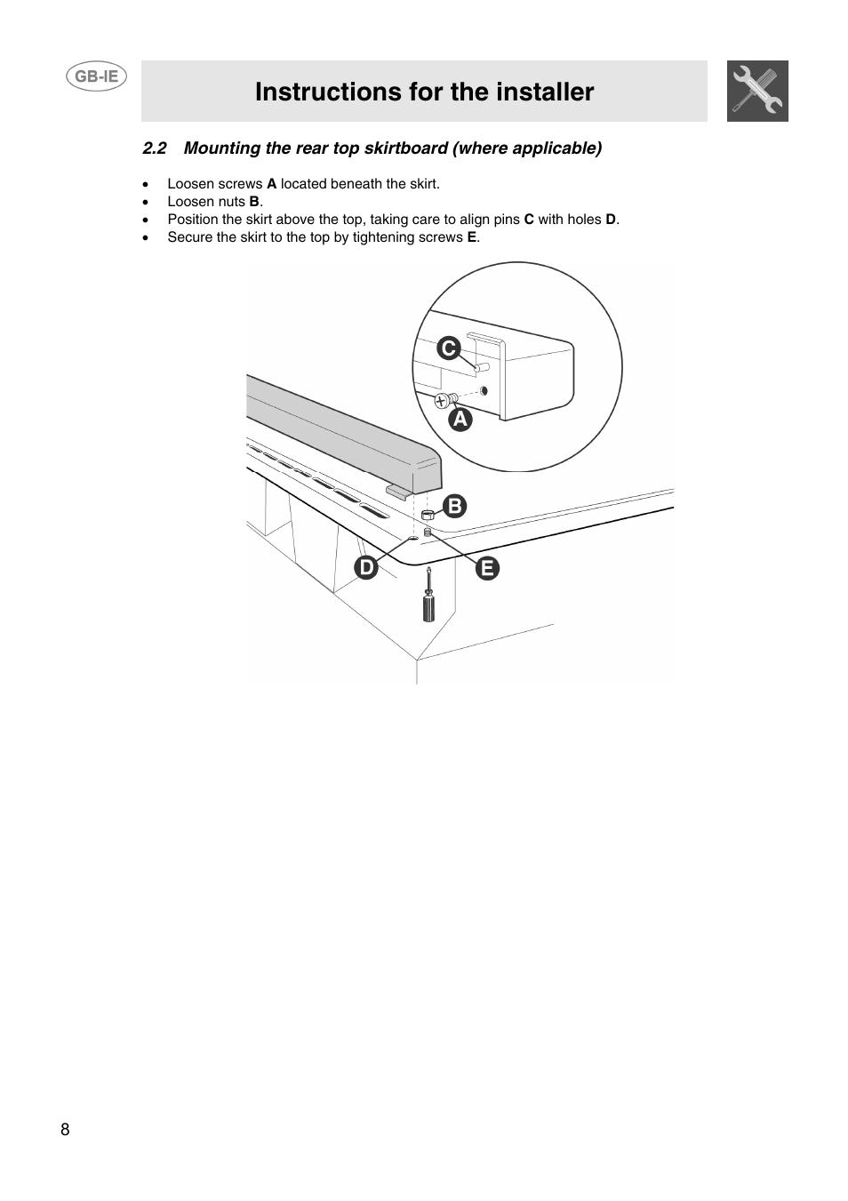 Instructions for the installer | Smeg CIX64MS-5 User Manual | Page 6 / 18