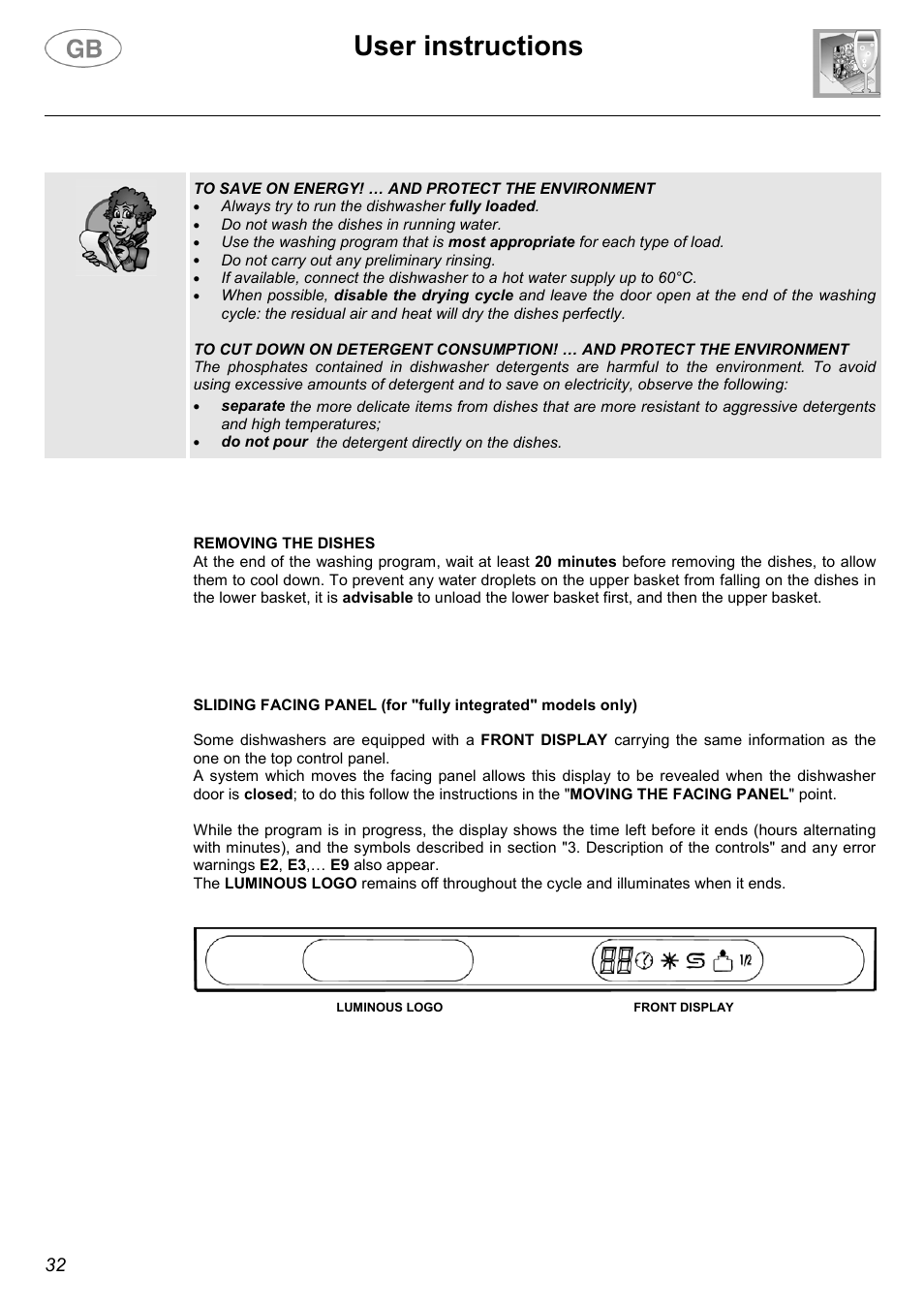 User instructions | Smeg DW612ST User Manual | Page 11 / 27