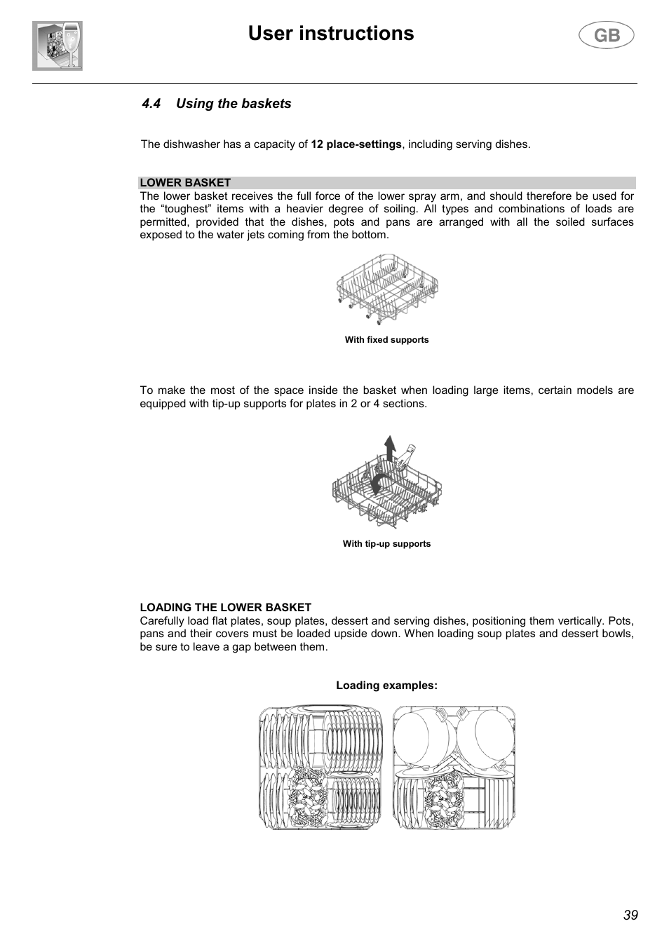 User instructions | Smeg DW612ST User Manual | Page 18 / 27