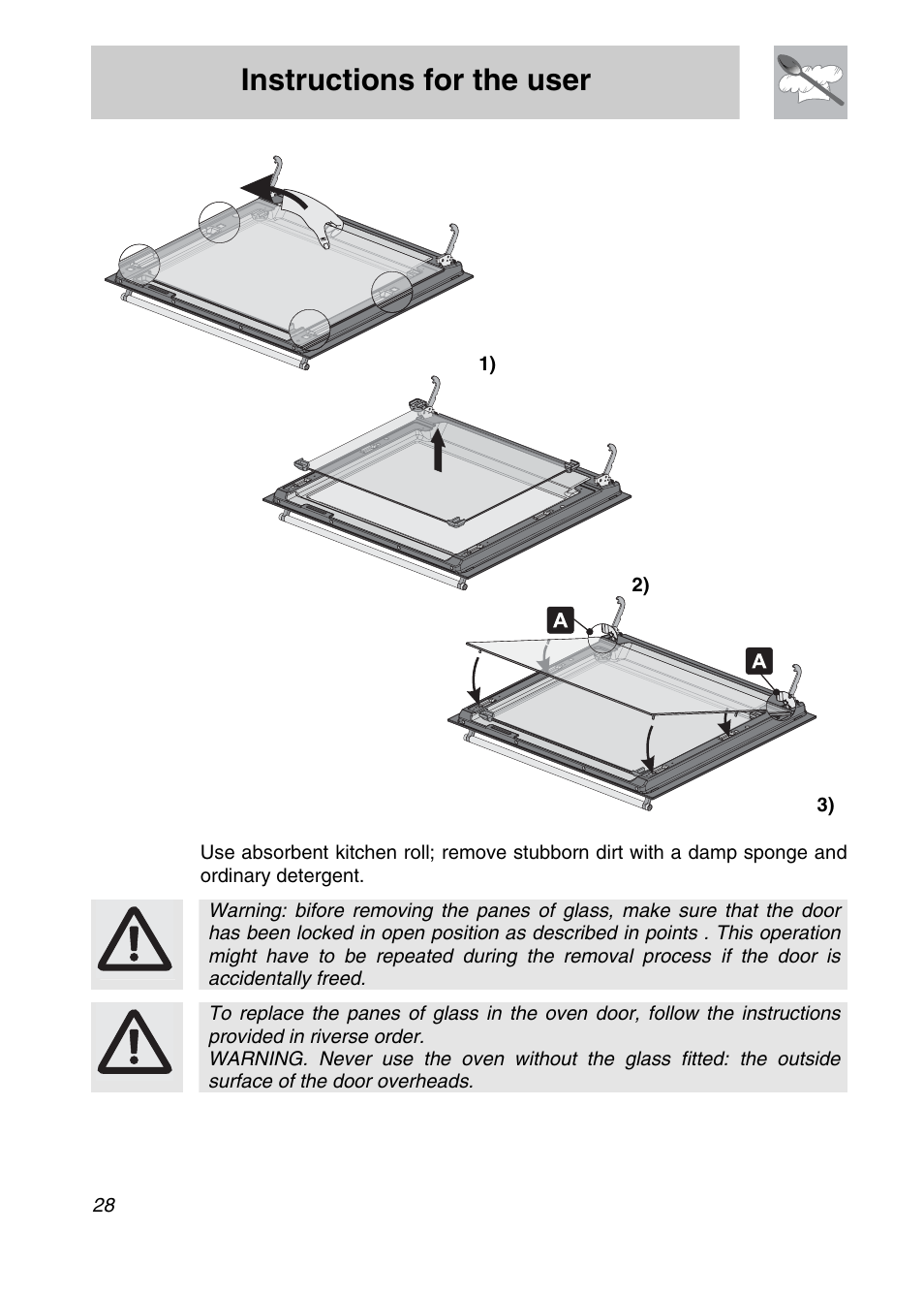 Instructions for the user | Smeg SCA708X User Manual | Page 26 / 28