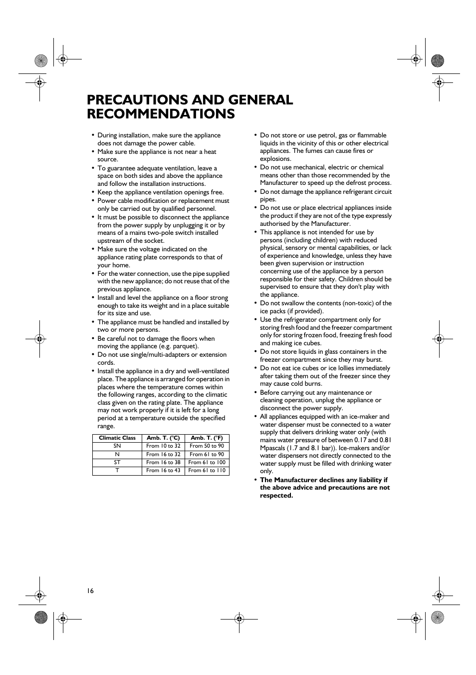 Precautions and general recommendations | Smeg FR205A7 User Manual | Page 4 / 10
