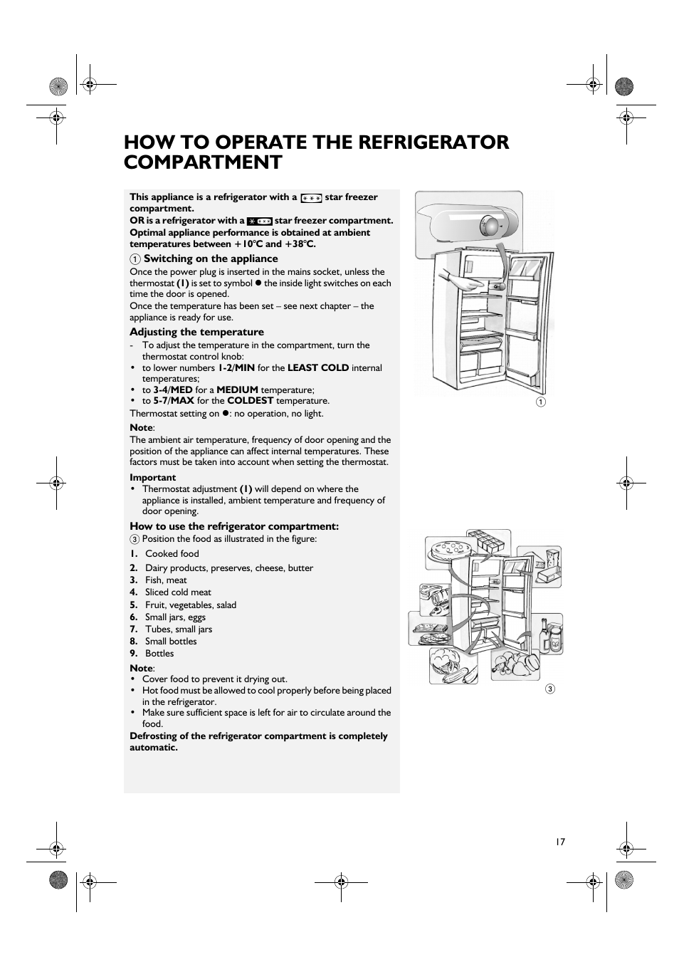 How to operate the refrigerator compartment | Smeg FR205A7 User Manual | Page 5 / 10