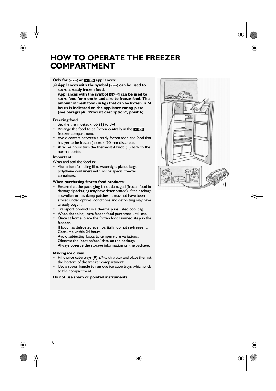 How to operate the freezer compartment | Smeg FR205A7 User Manual | Page 6 / 10