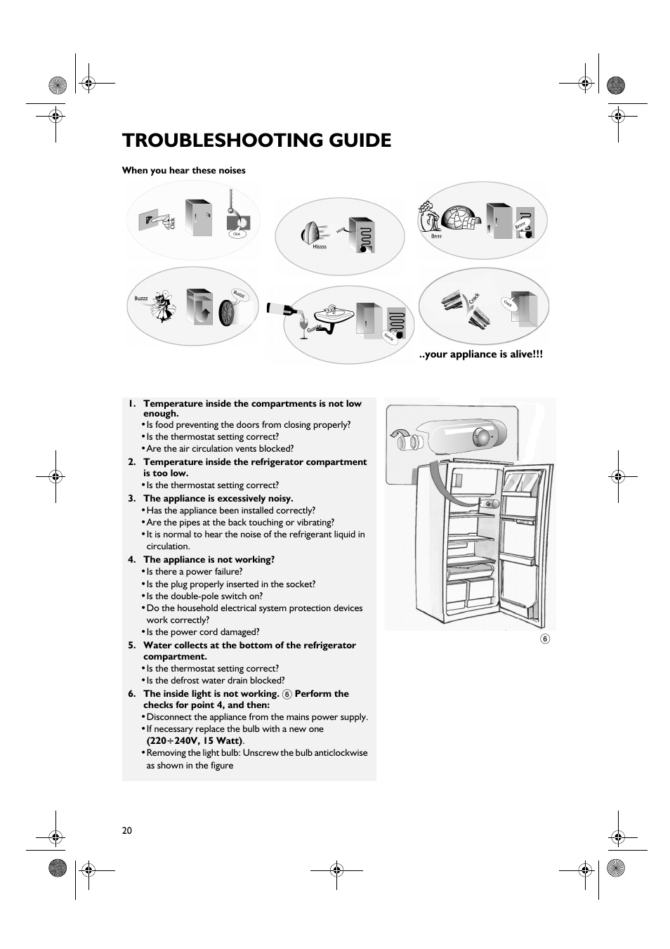 Troubleshooting guide | Smeg FR205A7 User Manual | Page 8 / 10
