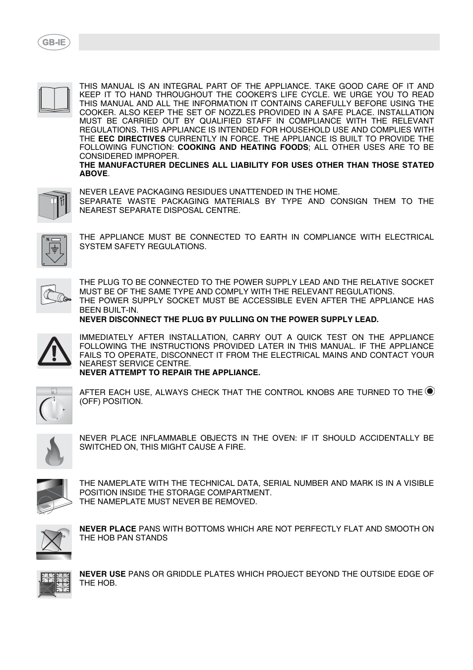 Precautions for safety and use, Presentation | Smeg CB61VES User Manual | Page 2 / 29