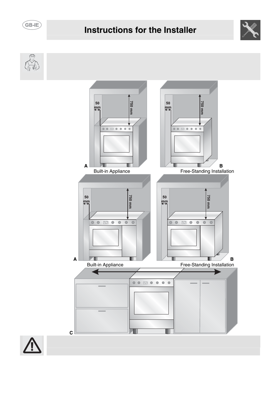 Installing the appliance, Instructions for the installer | Smeg CB61VES User Manual | Page 4 / 29