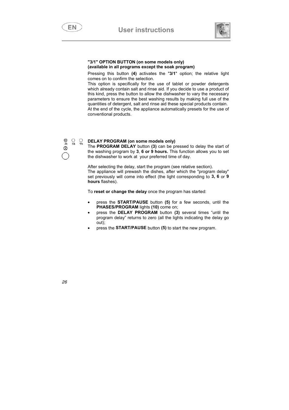User instructions | Smeg LSA6047X User Manual | Page 11 / 40