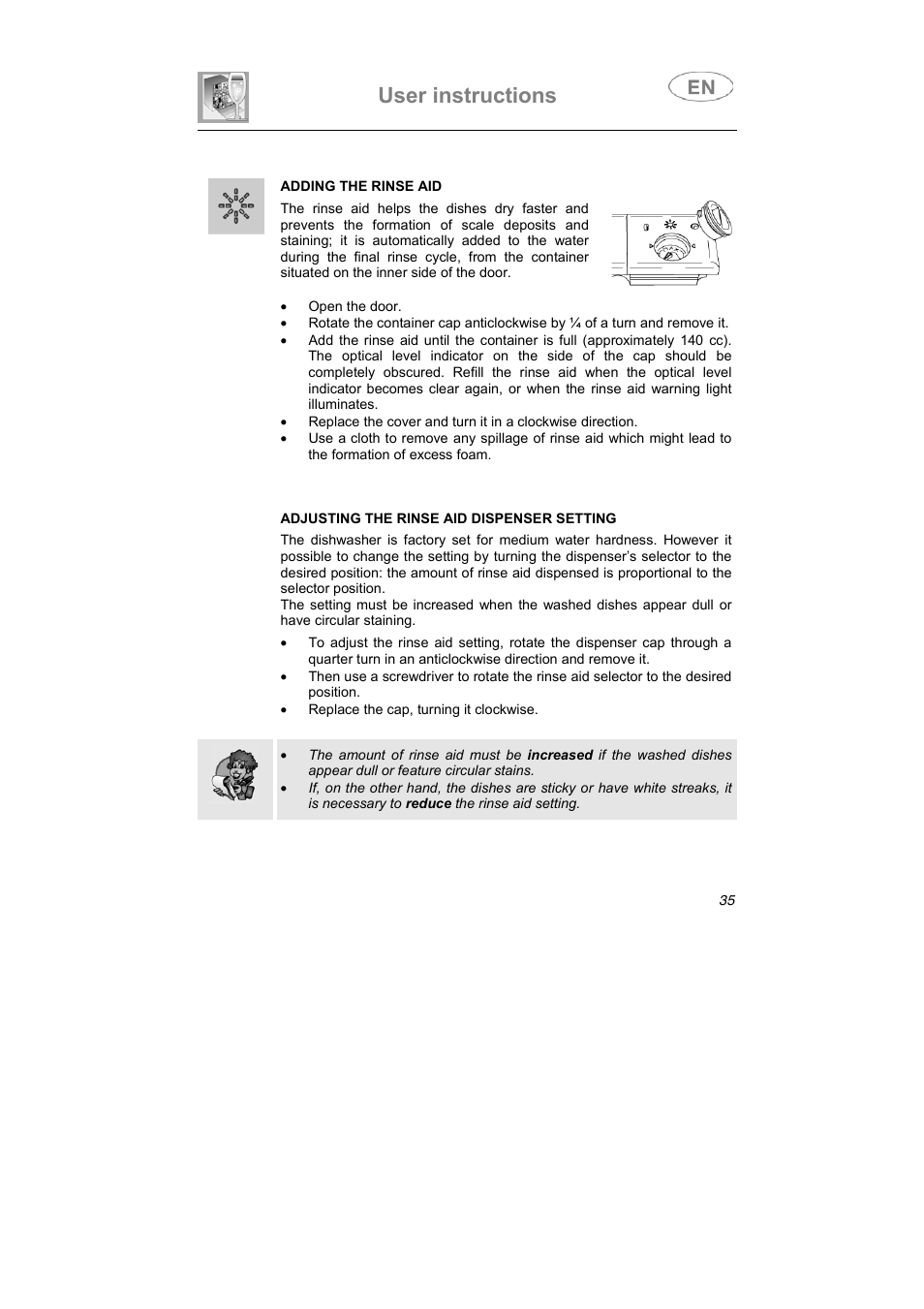User instructions | Smeg LSA6047X User Manual | Page 25 / 40
