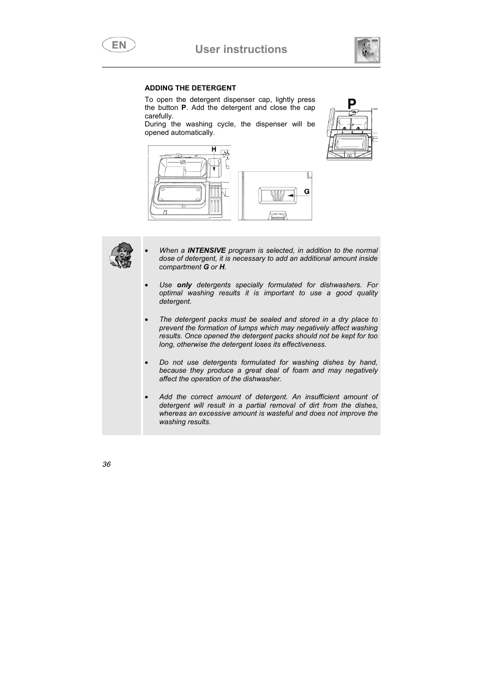 User instructions | Smeg LSA6047X User Manual | Page 26 / 40