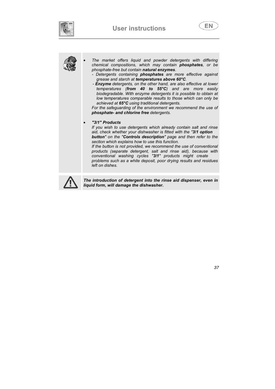 User instructions | Smeg LSA6047X User Manual | Page 27 / 40