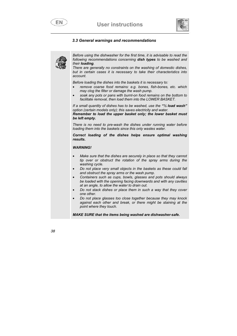 User instructions | Smeg LSA6047X User Manual | Page 28 / 40