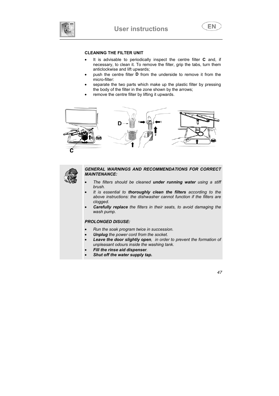 User instructions | Smeg LSA6047X User Manual | Page 37 / 40