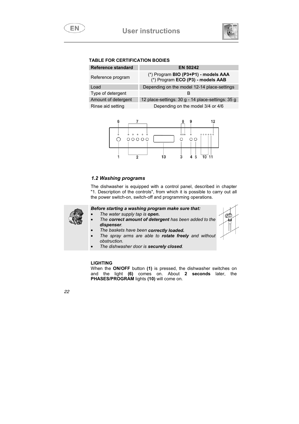 User instructions | Smeg LSA6047X User Manual | Page 7 / 40