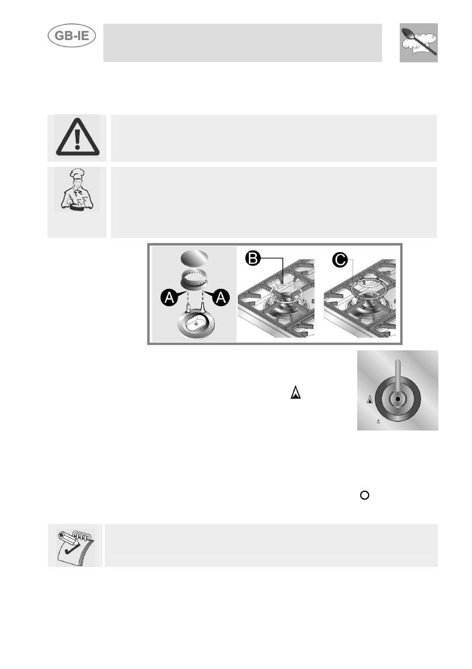 Use of the cooking hob, Lighting the burners, Instructions for the user | 1 lighting the burners | Smeg AS21T76F User Manual | Page 11 / 13