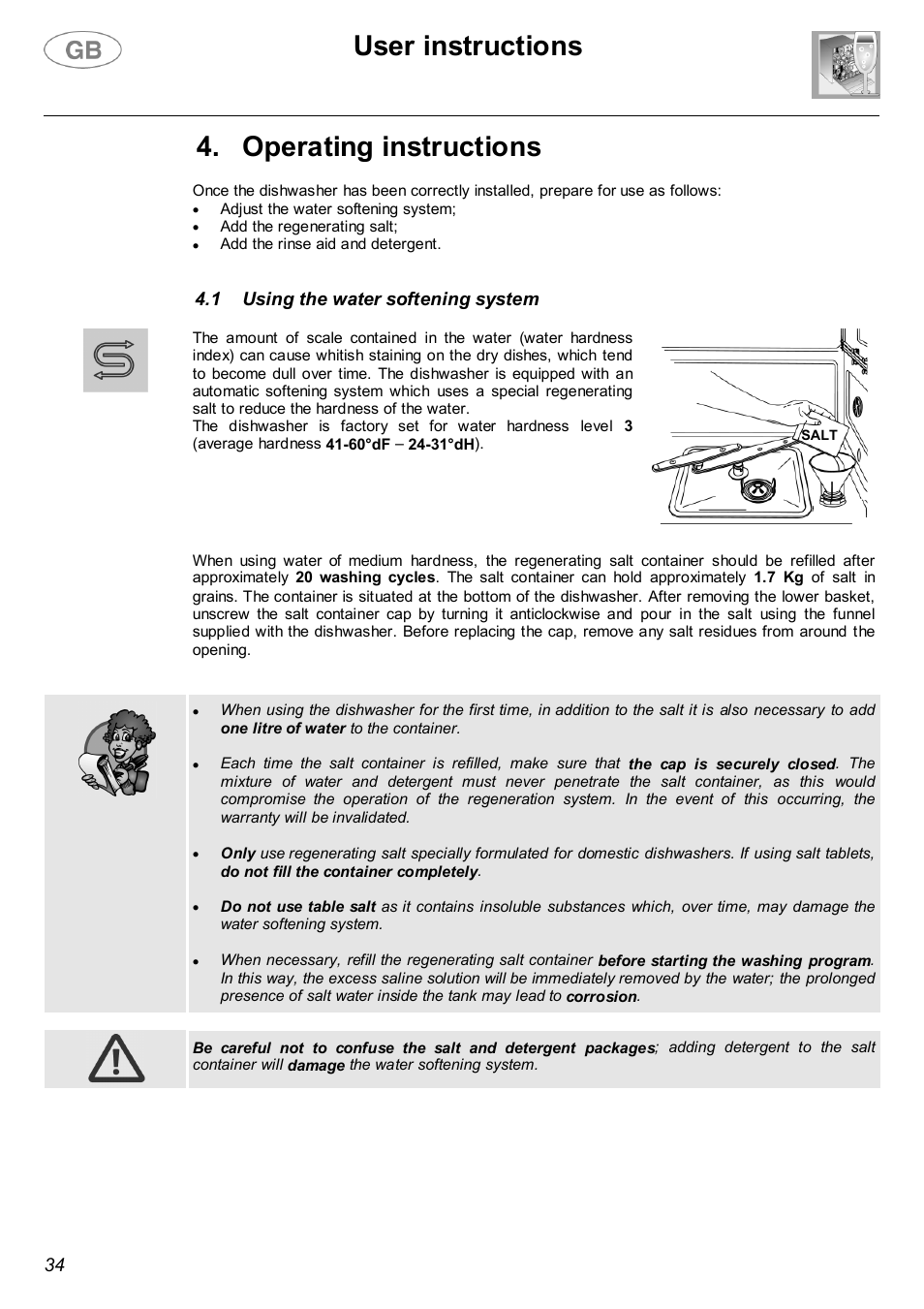 User instructions, Operating instructions | Smeg SA682X User Manual | Page 11 / 25