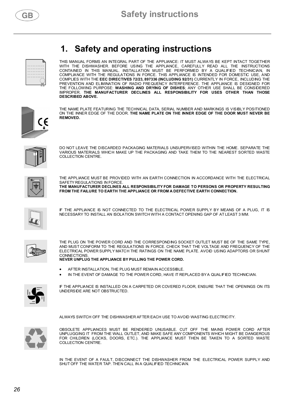 Safety instructions, Safety and operating instructions | Smeg SA682X User Manual | Page 3 / 25