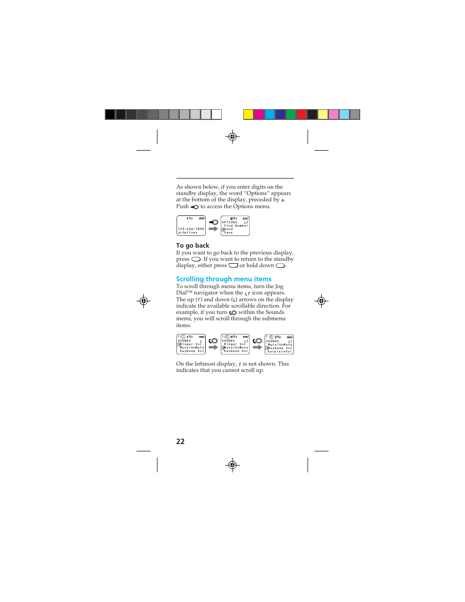 Scrolling through menu items | Sony CMD-Z100 User Manual | Page 22 / 100