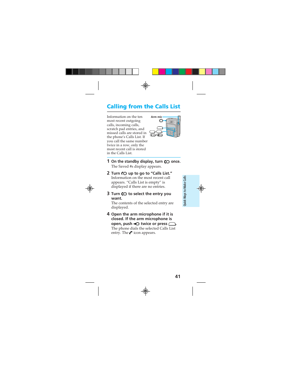Calling from the calls list | Sony CMD-Z100 User Manual | Page 41 / 100