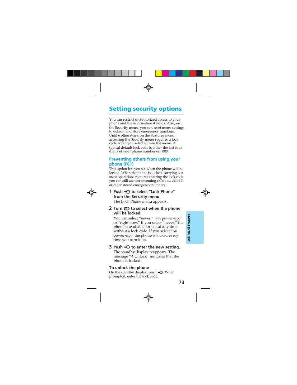 Setting security options | Sony CMD-Z100 User Manual | Page 73 / 100