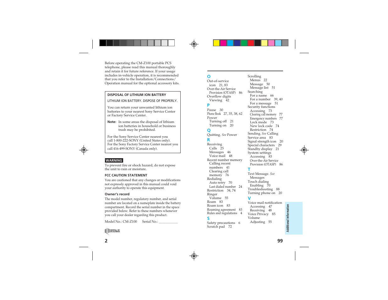 Sony CMD-Z100 User Manual | Page 99 / 100