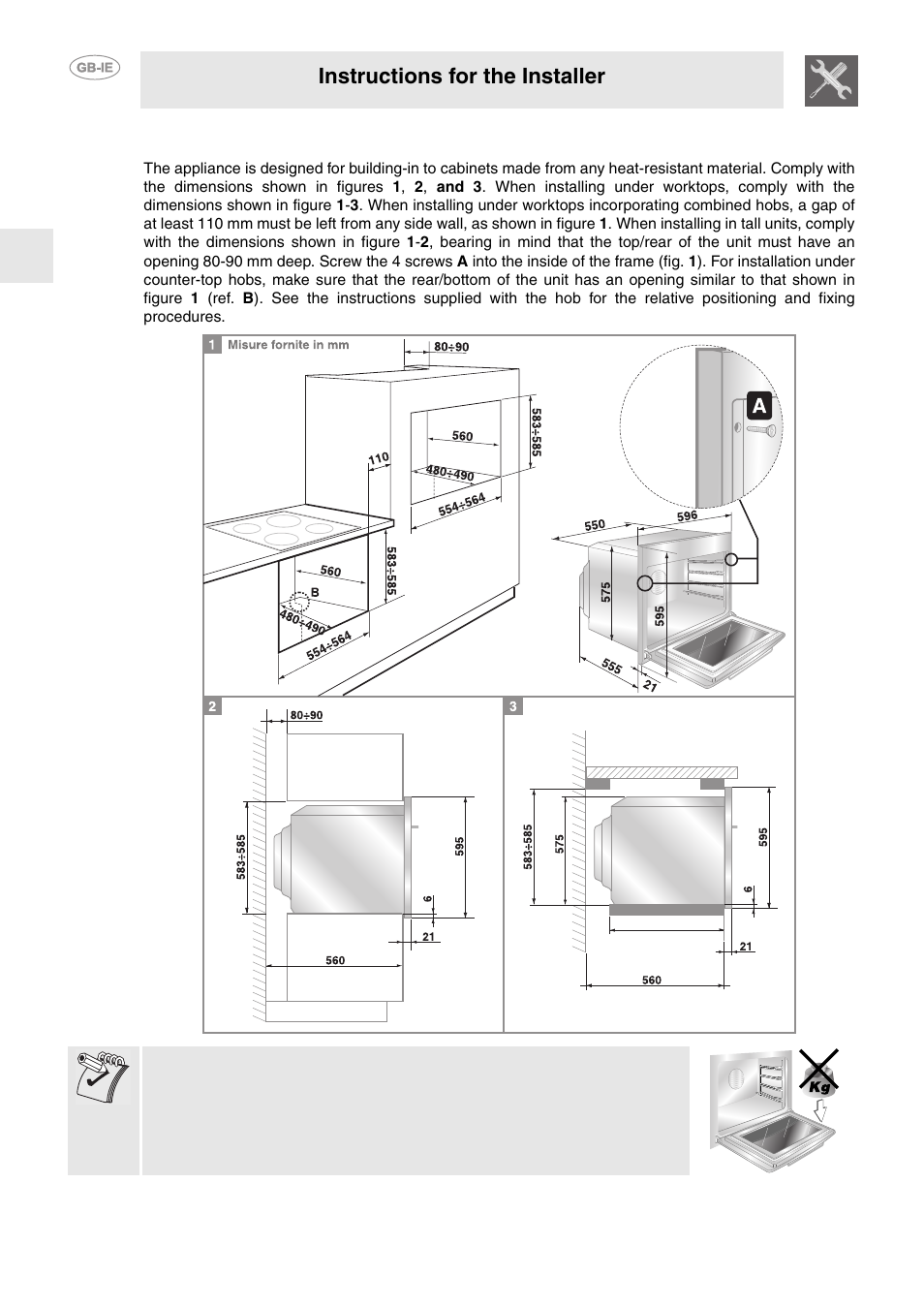 2 positioning the oven, Instructions for the installer | Smeg FP850APZ User Manual | Page 23 / 23