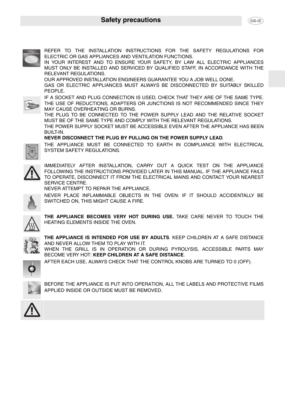 Safety precautions | Smeg FP850APZ User Manual | Page 4 / 23