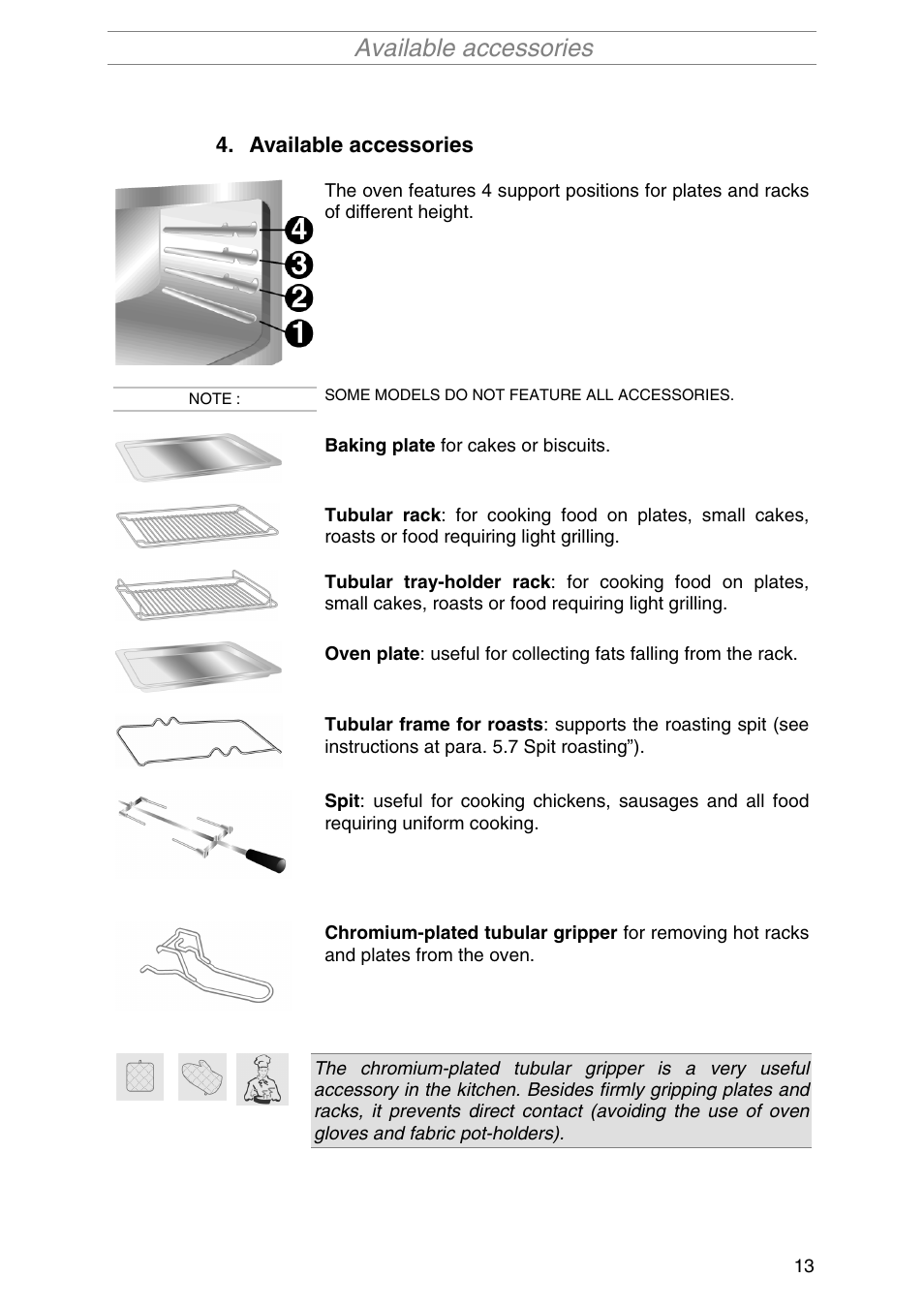 Available accessories | Smeg SA1010X-5 User Manual | Page 11 / 24