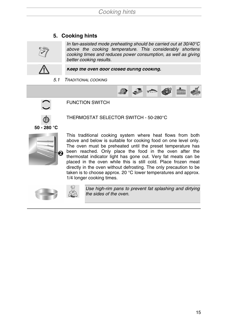 Cooking hints, Traditional cooking, Raditional cooking | Smeg SA1010X-5 User Manual | Page 13 / 24