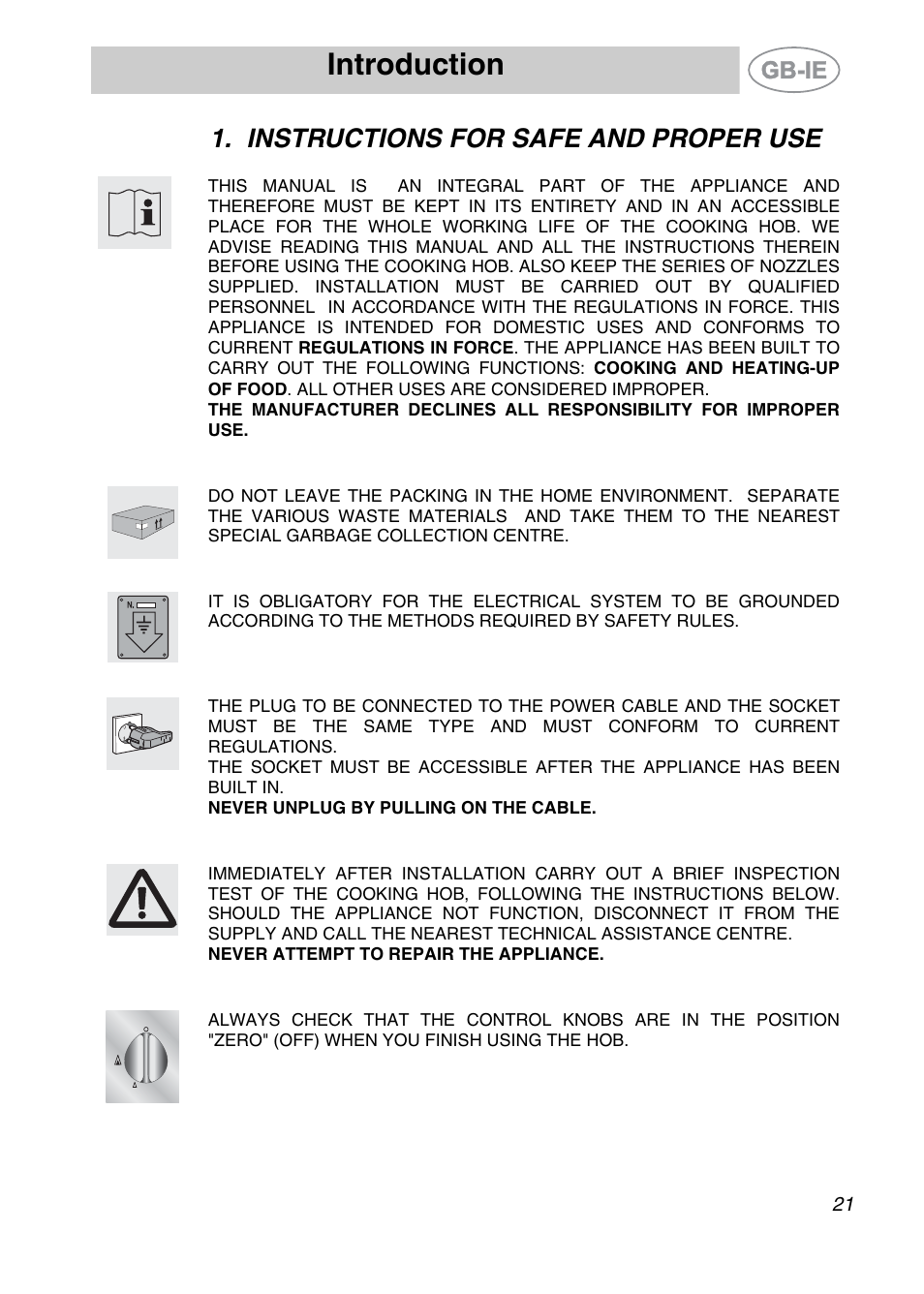 Instructions for safe and proper use, Introduction | Smeg SE97CXG User Manual | Page 2 / 17