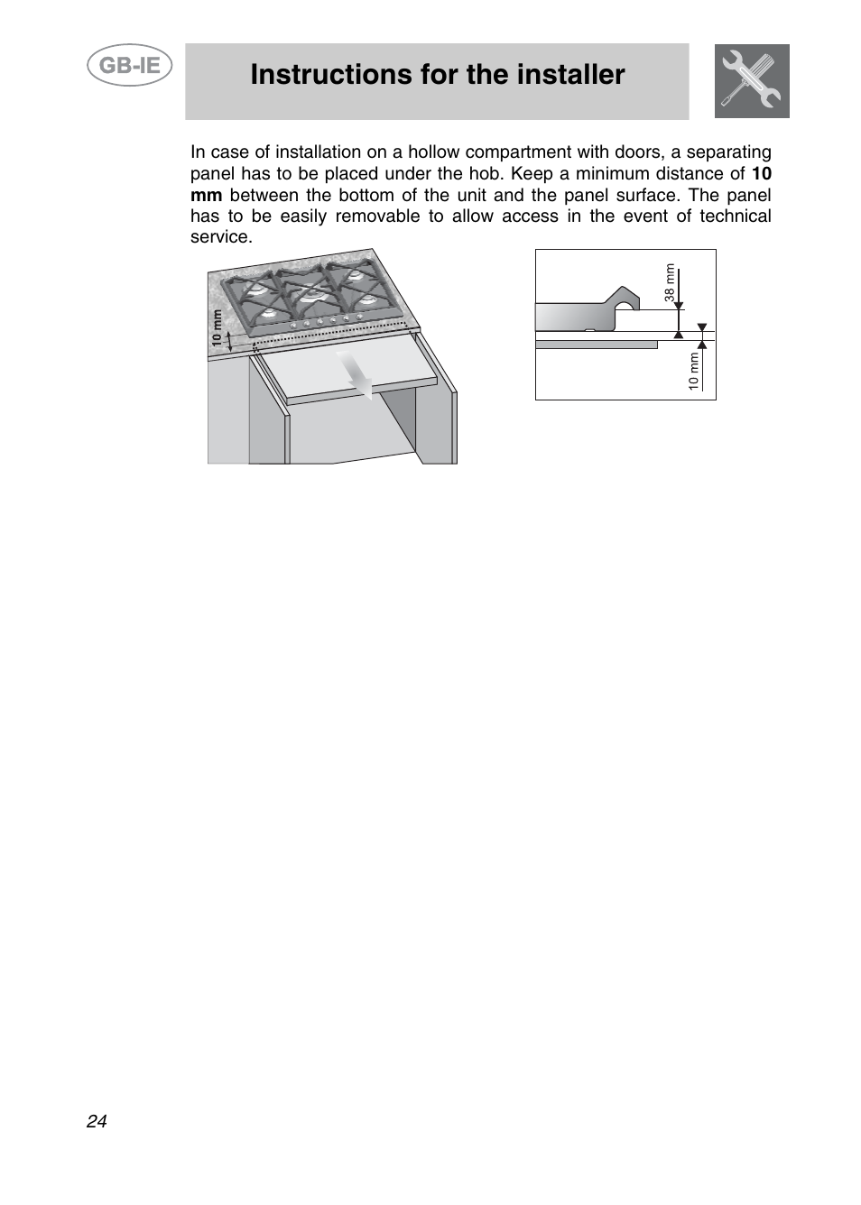 Instructions for the installer | Smeg SE97CXG User Manual | Page 5 / 17