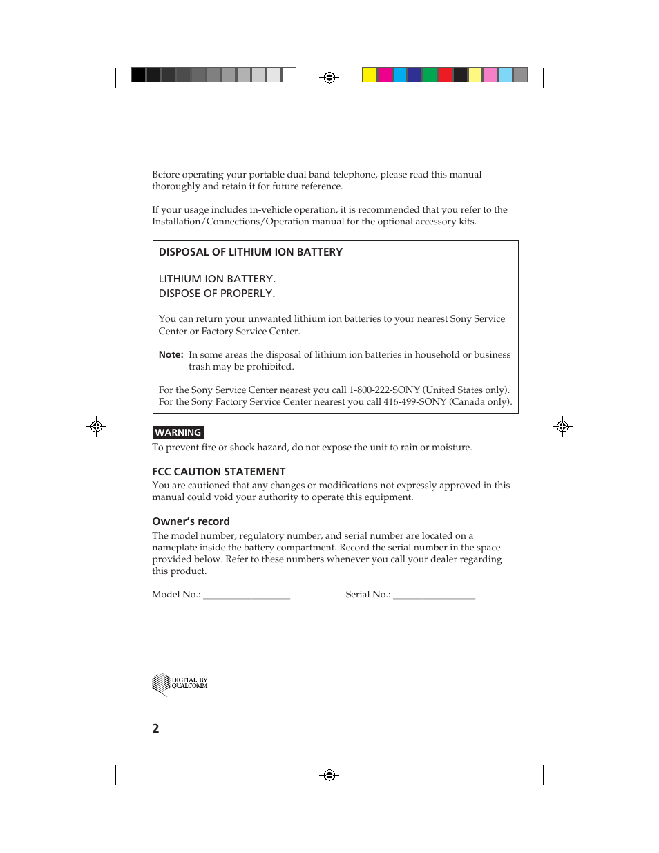 Sony CM-B1200 User Manual | Page 2 / 84