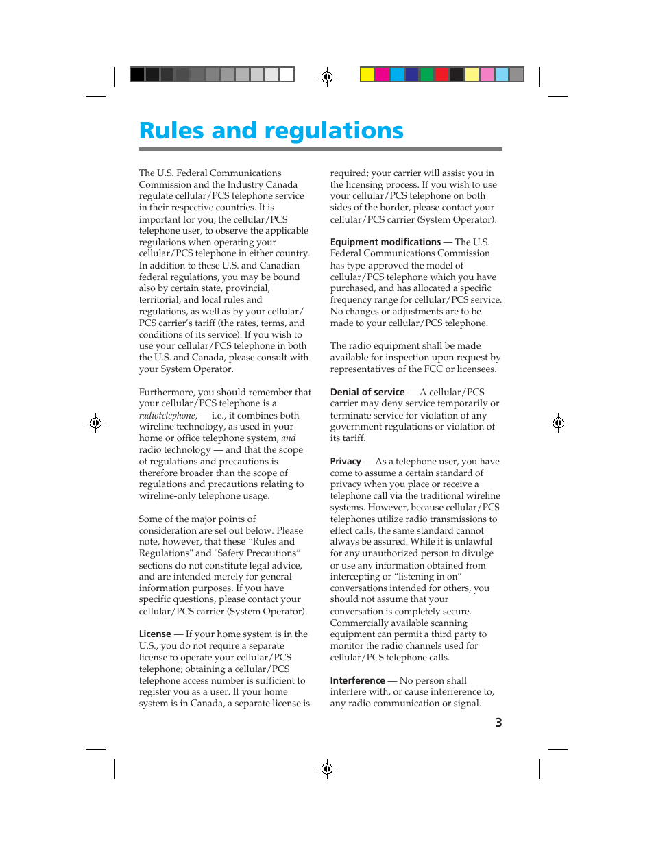 Rules and regulations | Sony CM-B1200 User Manual | Page 3 / 84