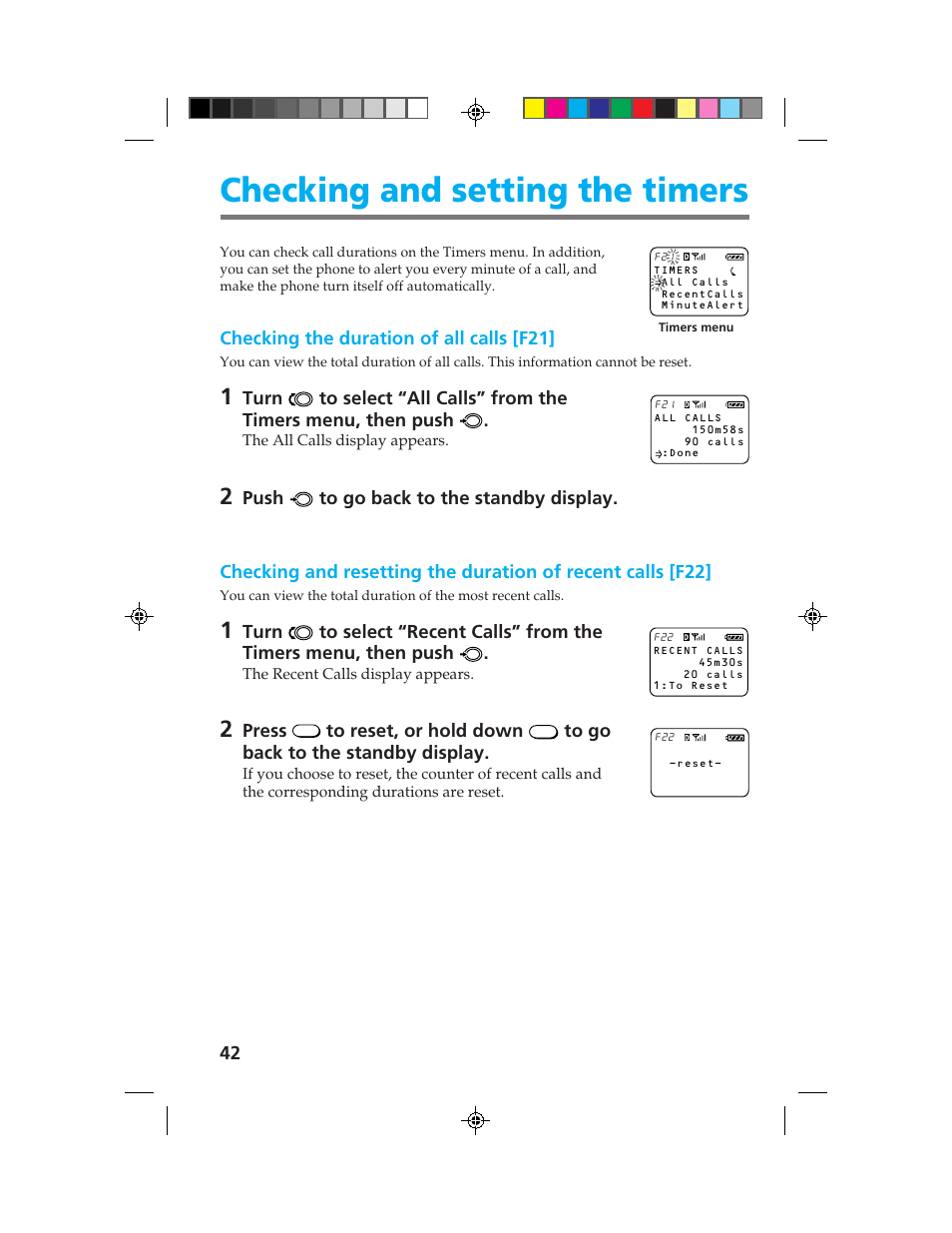 Checking and setting the timers | Sony CM-B1200 User Manual | Page 42 / 84