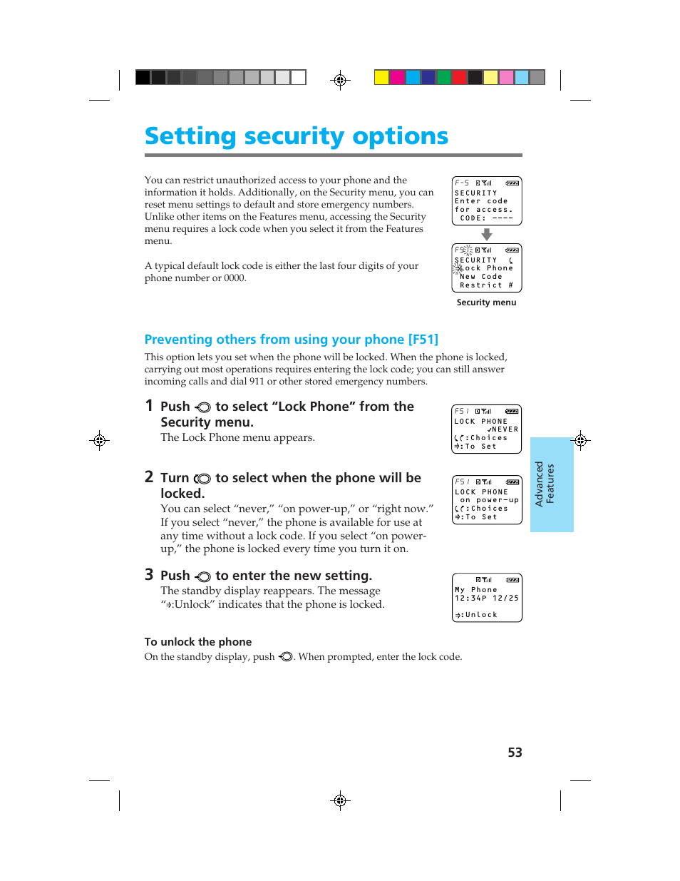 Setting security options | Sony CM-B1200 User Manual | Page 53 / 84