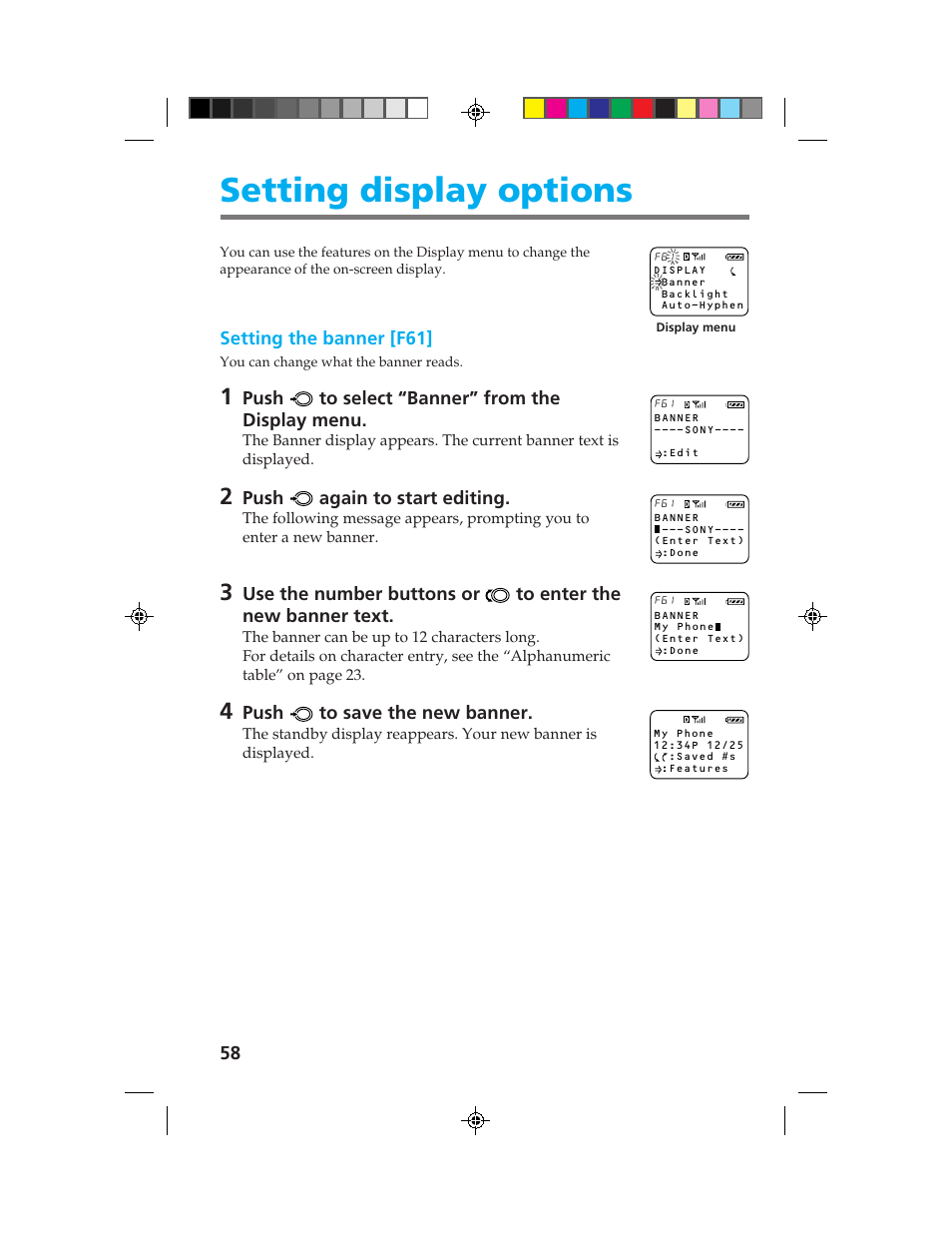 Setting display options | Sony CM-B1200 User Manual | Page 58 / 84