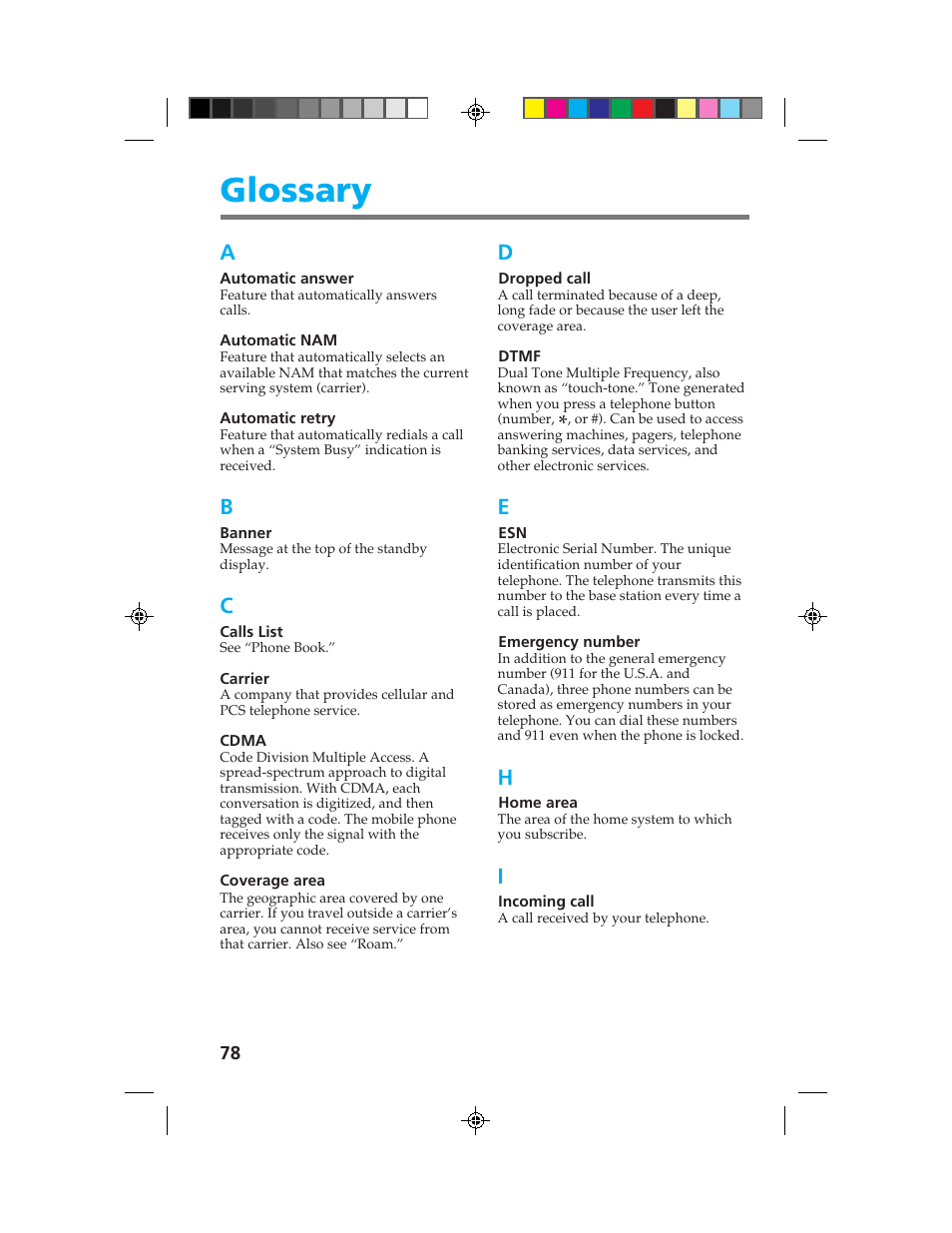 Glossary | Sony CM-B1200 User Manual | Page 78 / 84