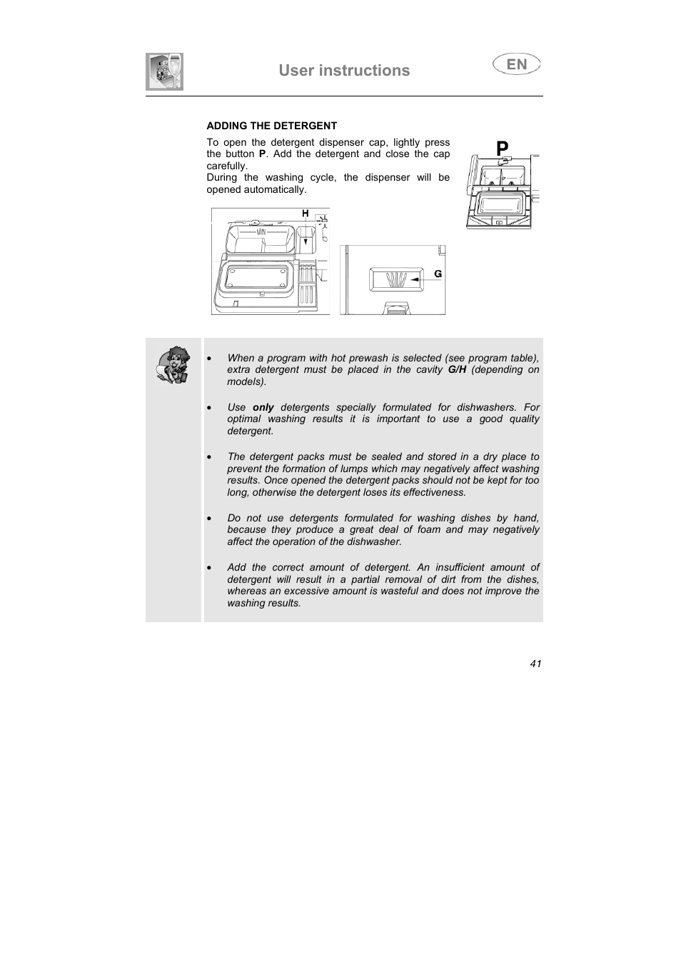 User instructions | Smeg LSA6051B User Manual | Page 22 / 35